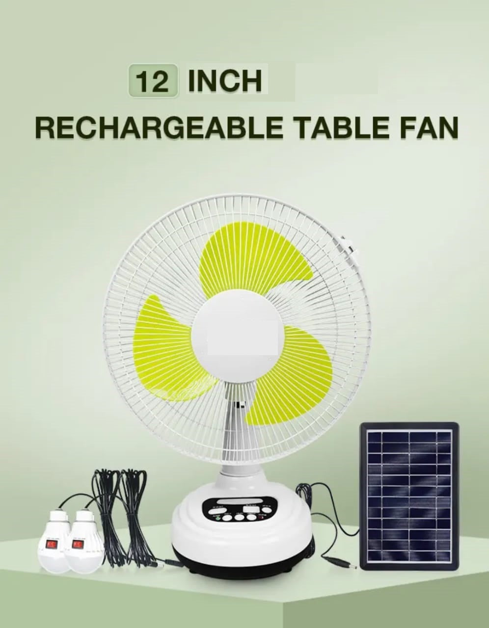Coolnut 16" Rechargeable 15W Solar Table Fan with 30000 mAh Battery