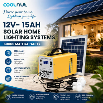 Coolnut 12V-15Ah SOLAR HOME LIGHTING SYSTEMS 60000 mAh Capacity