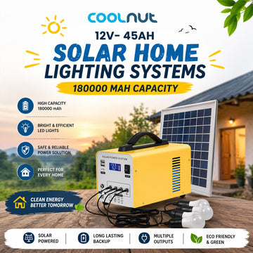 Coolnut 12V-45Ah SOLAR HOME LIGHTING SYSTEMS 180000 mAh Capacity