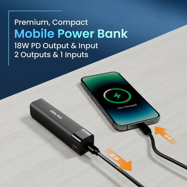 Mini Power Bank 5000mAh – Coolnut 18W Fast Charging Portable Mobile Power Bank