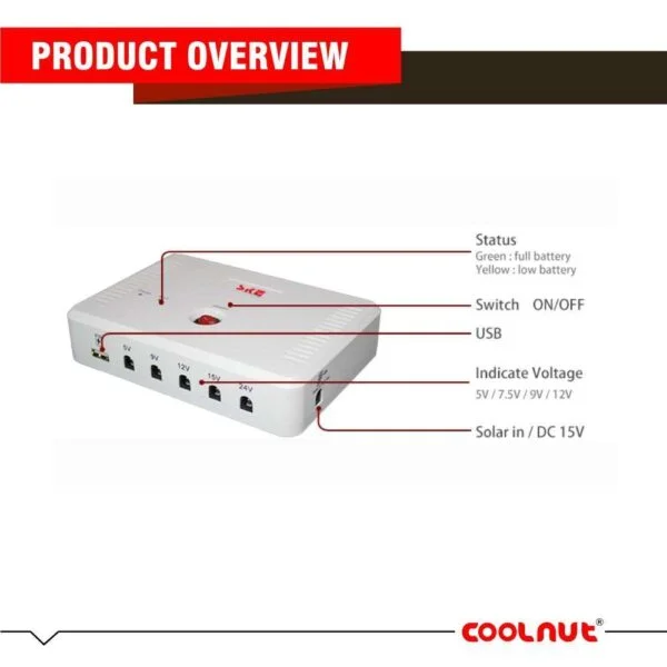 Coolnut Mini UPS Lithium Battery 5000mAh DC UPS for Wifi Routers - Image 4