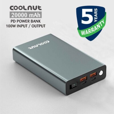 Coolnut 20000 mAh Fast Charging Laptop Power Bank 100W (Lithium-ion)