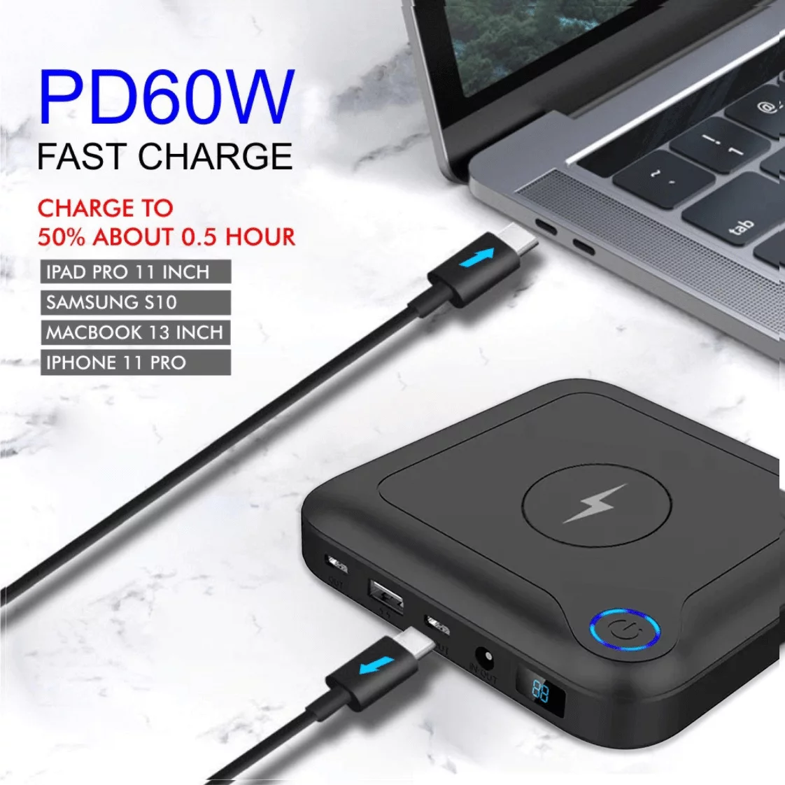 Coolnut Premium Compact Power Bank 96Wh(24000mah) Export Quality With 100watt PD Input/Output & 3 Years Warranty, For All Macbooks & All Brands Of Laptops, Mobiles, Tablets etc. Black(CMPBXIP-56) - Image 5