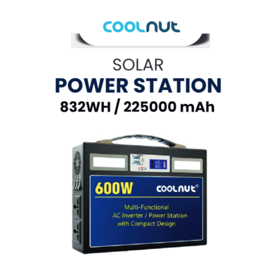 Coolnut Compact  Solar Power Station, 600watt- 832Wh- 225000 mAh Capacity, World Class Quality With 5 years Warranty For, All Electronic Gadgets & Appliances, Black(CNP-831)