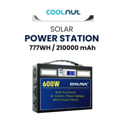 Coolnut Compact Solar Power Station, 600watt- 777Wh Capacity -210000 mAh, With EV Batteries Inside & 7 years Warranty, For All Electronic Gadgets & Appliances, (CMPBXIP-57)