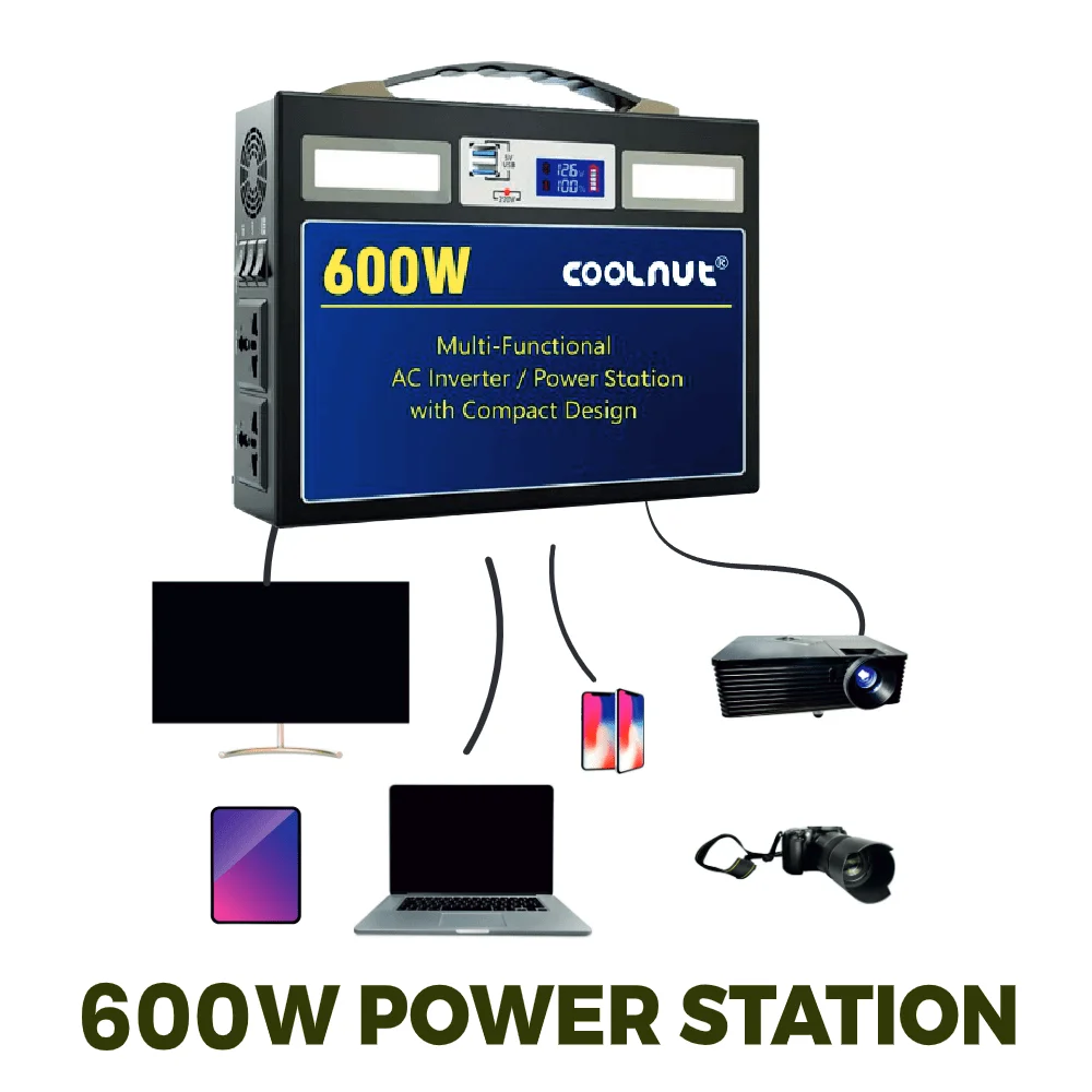 Coolnut Compact  Solar Power Station, 600watt- 333Wh Capacity- 90000 mAh With EV Batteries Inside & 7 years Warranty, For All Electronic Gadgets & Appliances, Black(CMPBAND-54) - Image 2